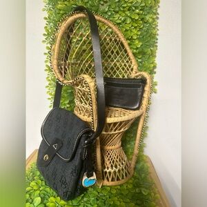 Dooney and Bourke Bundle monogram black denim mini bag with rare blue duck